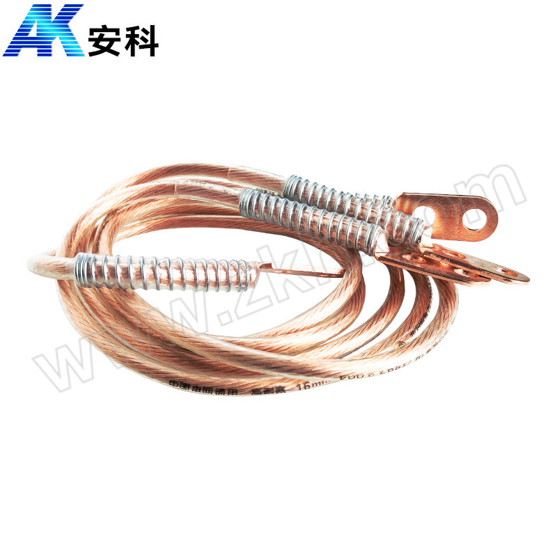 AK/安科 10kV平口螺旋接地线 AK-JDB 3根0.6m接地棒(黄杆)+25mm²软铜线3×1m+3m+接地夹+包 1套