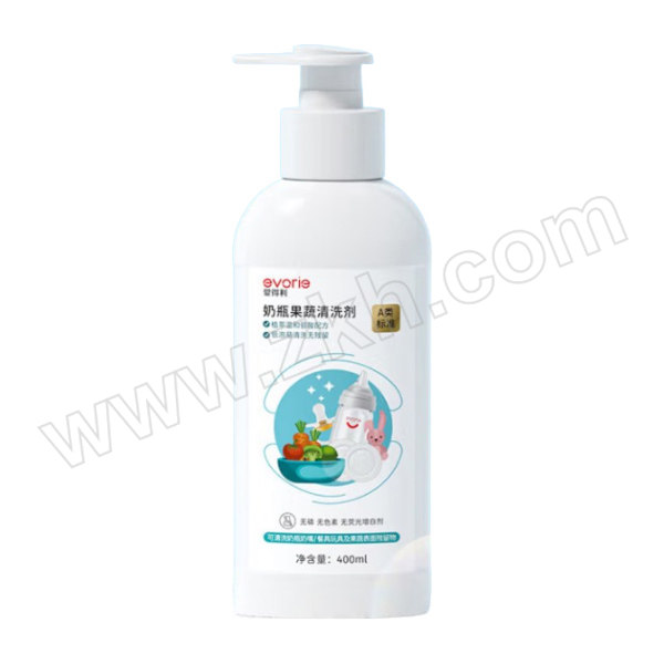 HONGDEXIN/弘德信 奶瓶清洁剂 evorie爱得利奶瓶清洗剂婴儿餐具果蔬清洁剂宝宝玩具奶瓶清洗液单瓶装 1个
