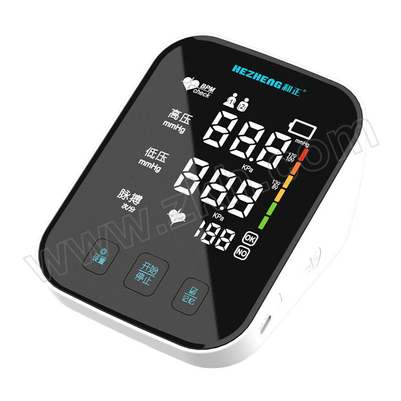 HEZHENG/和正 和正臂式电子血压计 AES-U622 材 料：外壳ABS塑料 充电接口：Type-C 适用臂围：22-32cm 测量方式：示波法 充气方式：自动充气 测量范围：0~280mmHg，0~37.33kPa(血压） （40-199）次/分钟（脉搏数） 误 差：±3mmHg/±0.4kPa(血压),±5%(脉搏数） 1台