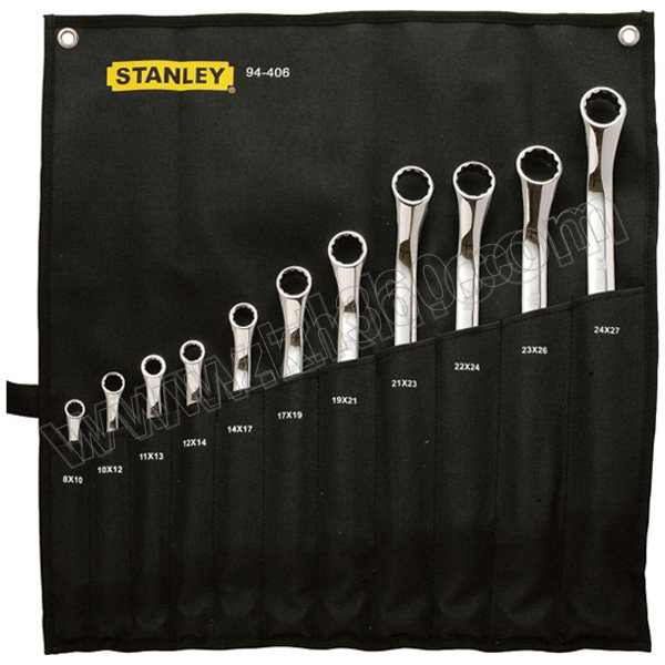 STANLEY/史丹利 公制精抛光双梅花扳手套装（挂袋） 94-406-23 11件 8-27mm232323 1套