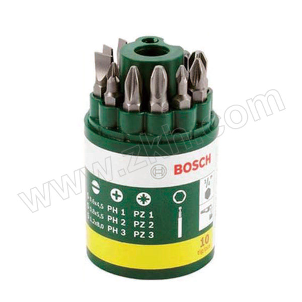 BOSCH/博世 10件套螺丝批头组套家用级 2607019454 10件套（25mm PH1/2/3，PZ1/2/3，SL4.5/5.5/8，连接杆）232323 1套