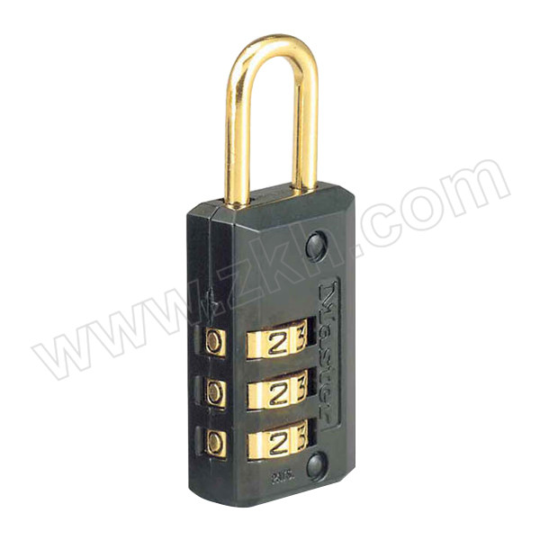 MASTERLOCK/玛斯特锁 箱包锁 647MCND 5MM黄铜锁钩  24MM锁钩净高 30MM宽 黄铜锁体黑塑料壳  3位数字可重设密码锁 1个