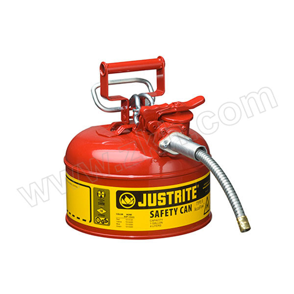 JUSTRITE/杰斯瑞特 Ⅱ类钢制安全罐(带软管) 7210120Z 4L 红色 1个