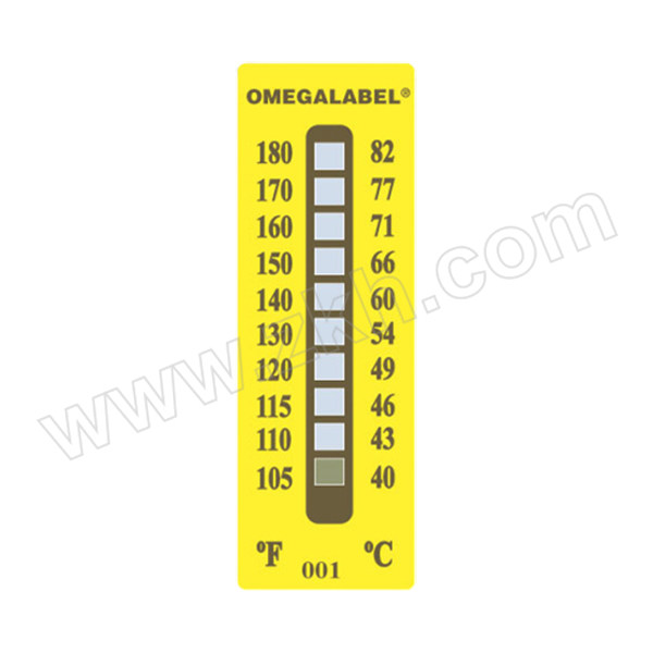 OMEGA/欧米茄 不可逆温度标签 TL-10-390-10 10温度范围标签，（390，400，410，420，435，450，465，480，490，500F），30件一包 1包