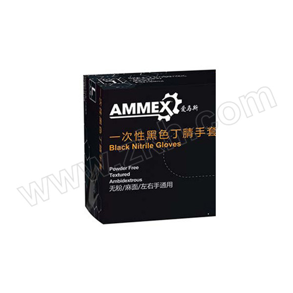 AMMEX/爱马斯 一次性黑色丁腈手套 GPNBC46100 L 无粉指麻 1盒