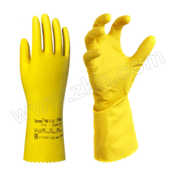 ANSELL/安思尔 高级黄色天然橡胶手套 87-650 L 1副