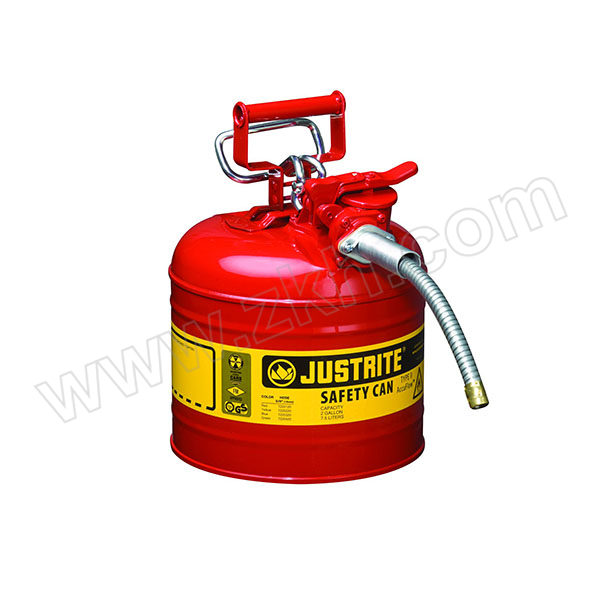 JUSTRITE/杰斯瑞特 Ⅱ类钢制安全罐(带软管) 7220120Z 7.5L 红色 1个