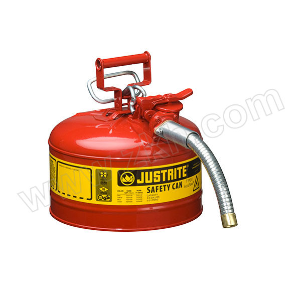 JUSTRITE/杰斯瑞特 Ⅱ类钢制安全罐(带软管) 7225130Z 9.5L 红色 软管尺寸25*229mm 1个