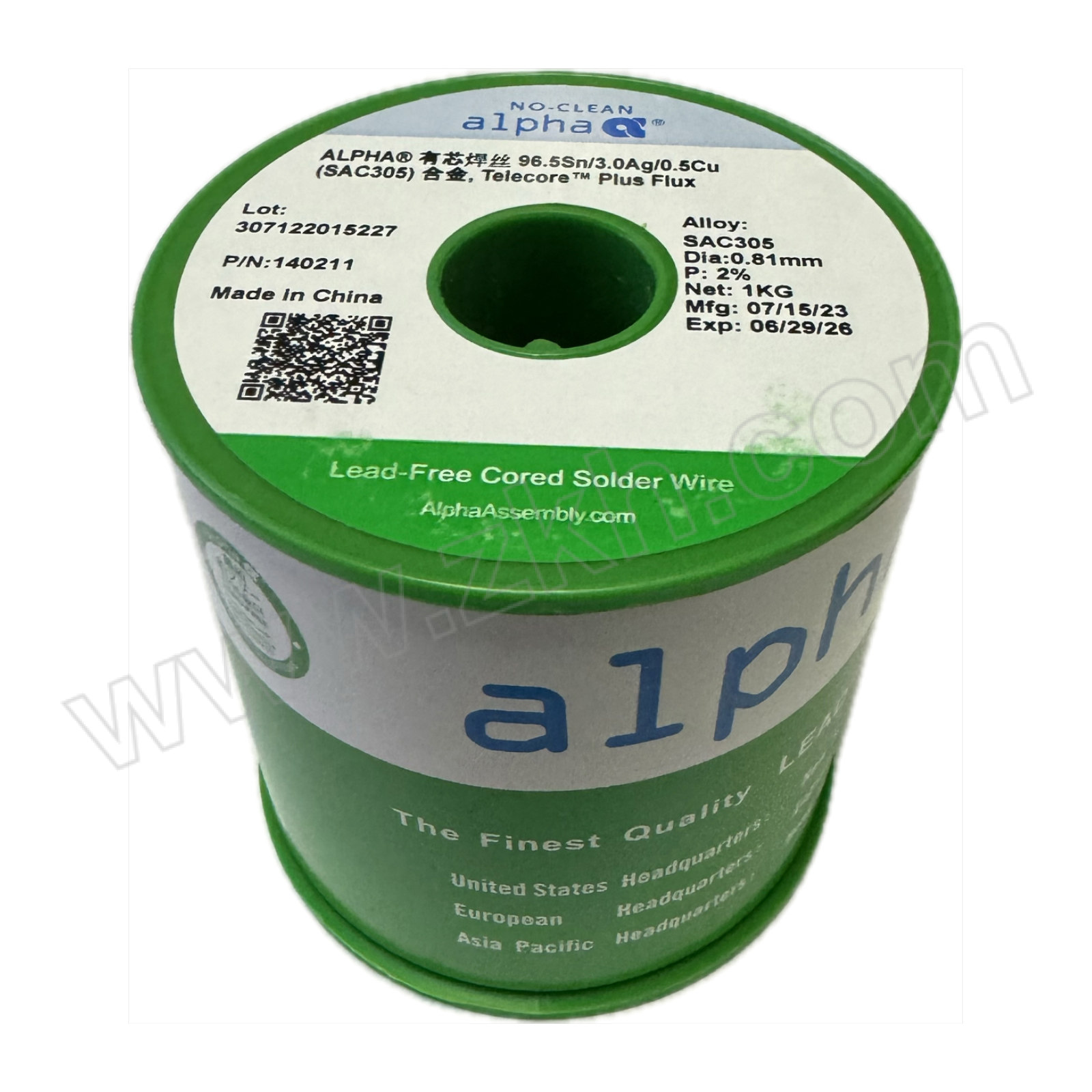 ALPHA/阿尔法 无铅有芯锡丝SAC305 ALPHA-SAC305-0.51mm 500g SAC305 TLPP2(Sn96.5/Ag3.0/Cu0.5) 1卷