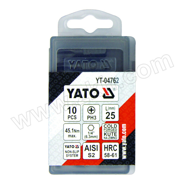 YATO/易尔拓 1/4"防滑十字旋具头 YT-04752 PH2×25mm 1组