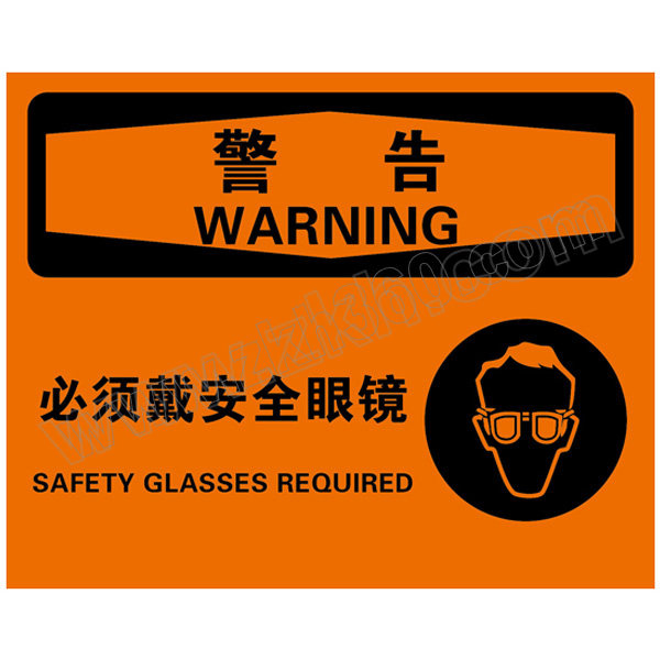 BRADY/贝迪 个人防护类警告标识 BOV0280 乙烯不干胶 250*310mm 警告-必须戴安全眼镜 1片