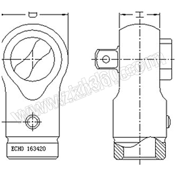 ECHO/凯钲 高档圆孔棘轮插件 ERD-162160T 10MM/3/8" 驱动圆头16MM 1个