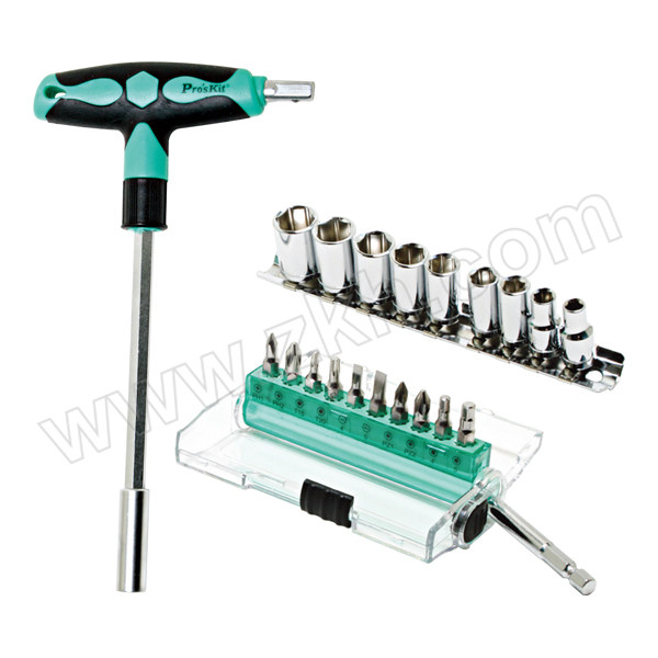 PROSKIT/宝工 绿黑双色防滑T型起子组 SD-9701M 21件 5-16mm/PH1-PH2等 1套