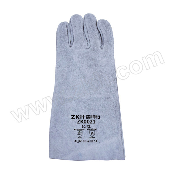 ZKH/震坤行 电焊手套 ZK0021 采用优质牛皮 全棉衬里 全里全嵌条 颜色青灰 长度35±1.5cm 1副