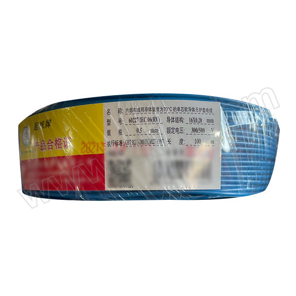 QIFAN/起帆 铜芯聚氯乙烯绝缘连接软电线 RV-300/500V-1×0.5 蓝色 100m【软线】 1卷