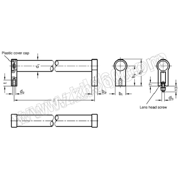 ELESA+GANTER/伊莉莎-冈特 金属拉式手柄 GN333.1 333.1-30-350-A-SW 1个