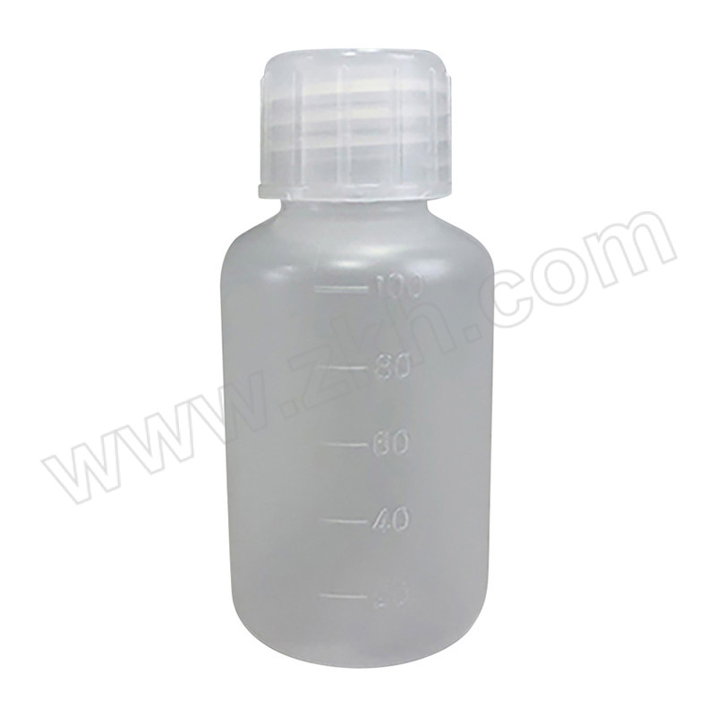 ASONE/亚速旺 塑料瓶细口 100ml 5-001-02 瓶体 瓶盖／PP（聚丙烯）耐热温度：121℃ 蒸气杀菌温度：130℃ 漏水测试已合格有刻度 100mL 1个