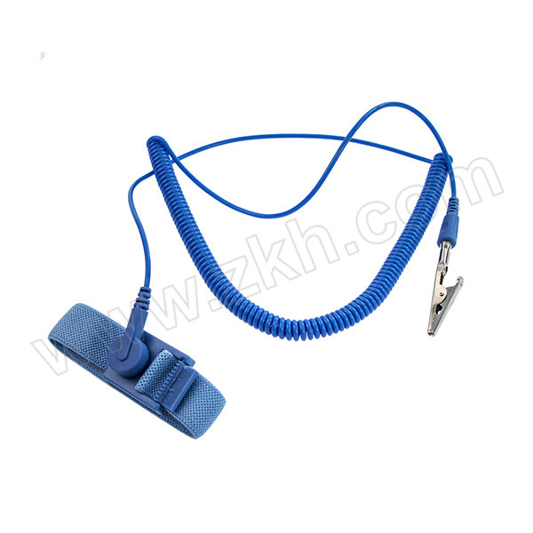 ZKH/震坤行 防静电手腕带 120102 浅蓝色,蓝色10FT 线,蓝色PU头,接地电阻(Ω)：10的6次方,最长3.2米 1条