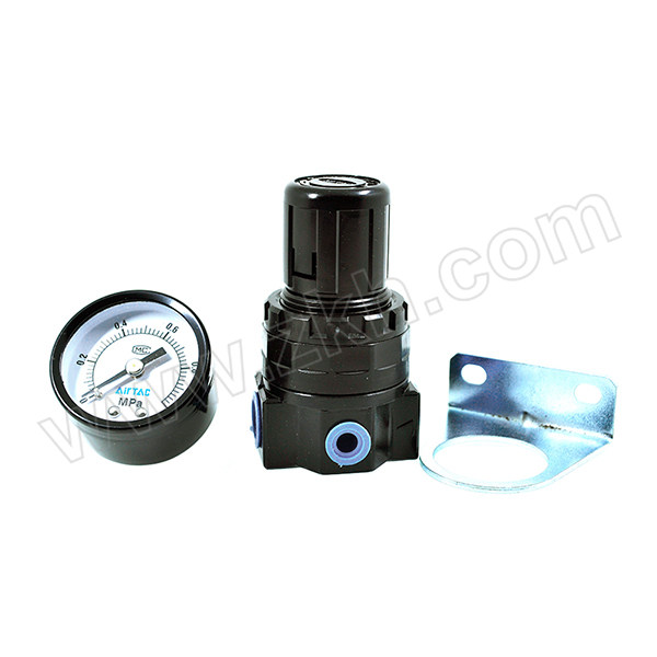 AIRTAC/亚德客 SR系列调压阀 SR200081 压力范围0.05~0.9MPa 接口Rc1/4 附压力表 附支架 1个