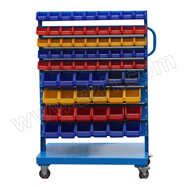 QH/全厚 双面移动型物料盒储物架C QH06085 960×600×1430mm 90只105×145×74mm+48只140×230×124mm 蓝色料盒 1个