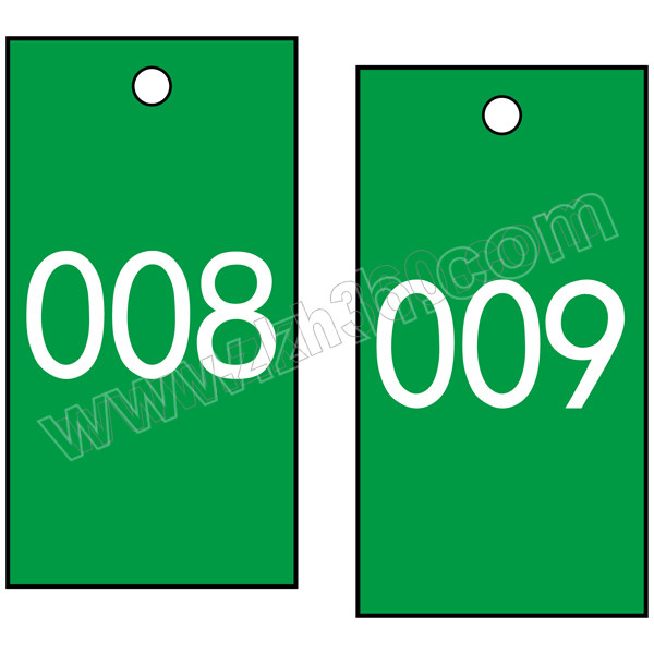 safeware安赛瑞塑料号码吊牌14880长方形254762mm绿底白字号码从001到