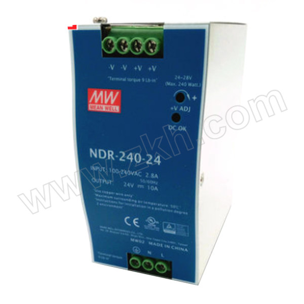 MW/明纬 NDR-240系列240W工业用DIN导轨型单组输出电源供应器 NDR-240-24 1个