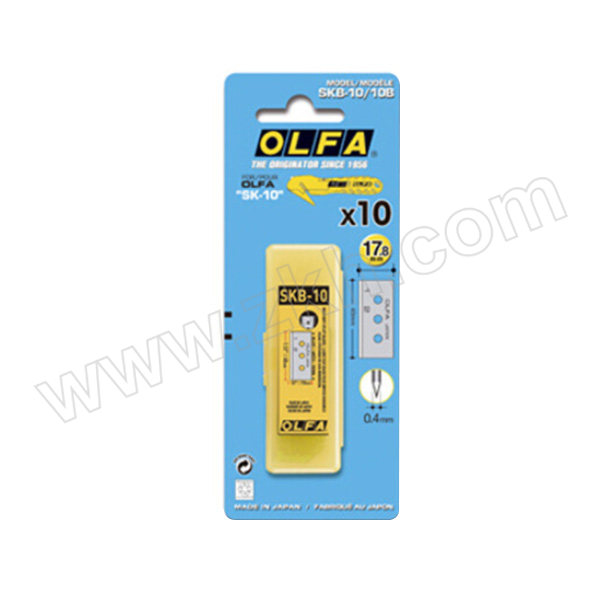 OLFA/爱利华 美工刀SK-10用替换刀片 OLFA-SKB-10/10B 17.8×40×0.4mm 10片 1盒