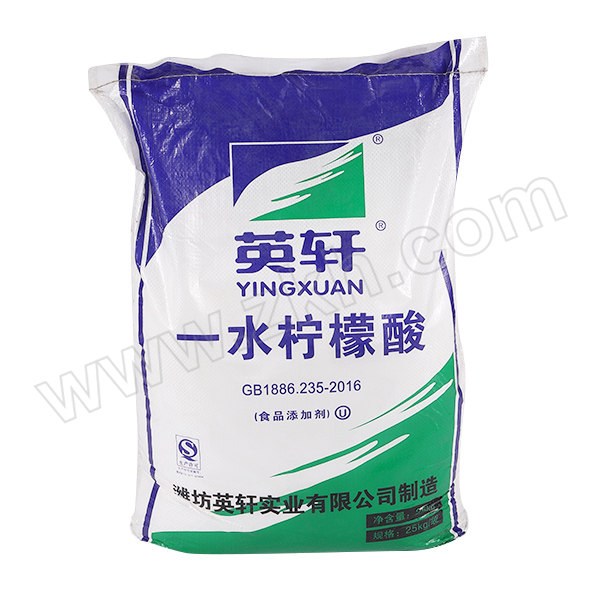 YINGXUAN/英轩 一水合柠檬酸 CAS号5949-29-1 纯度99% 食品级 25kg 1袋