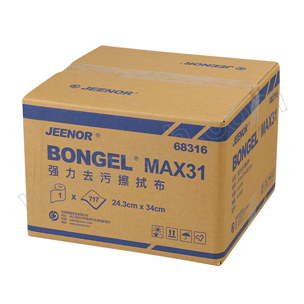 JEENOR/洁诺 MAX31强力去污擦拭布 68316 蓝色 24.3×34cm 大卷式 1箱