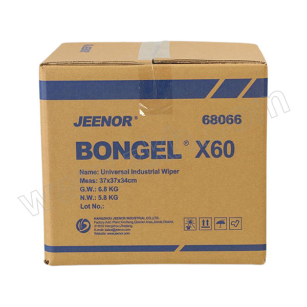 JEENOR/洁诺 BONGEL X60工业擦拭布 68066 白色 31*34cm 大卷式 1箱