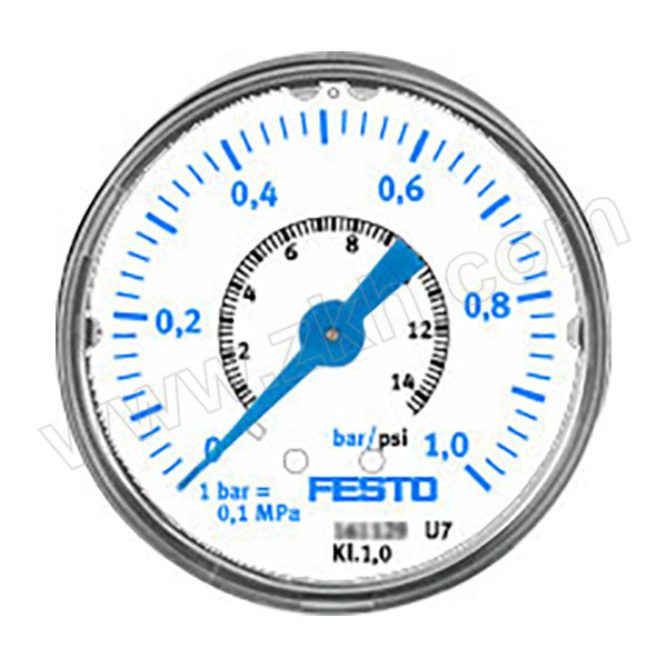FESTO/费斯托 MAP系列压力表 MAP-40-1-1/8-EN 压力范围0~1bar 标准式 表盘外径40mm 接口G1/8 161126 1个