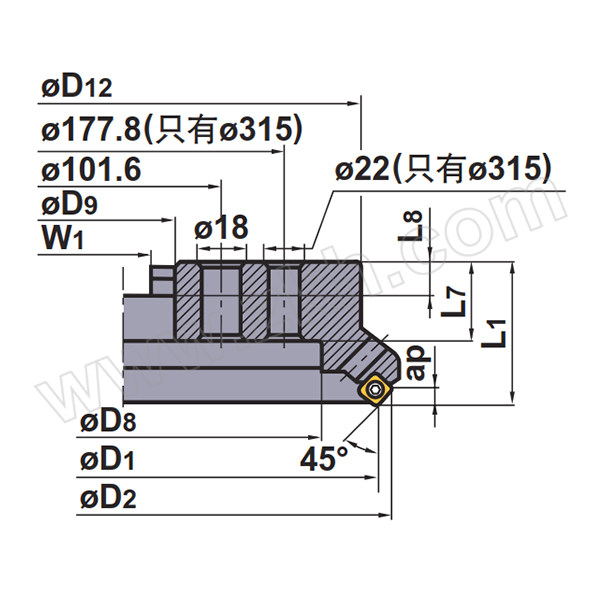 MITSUBISHI/三菱 ASX445系列平面铣刀盘 ASX445-125B08R 1个