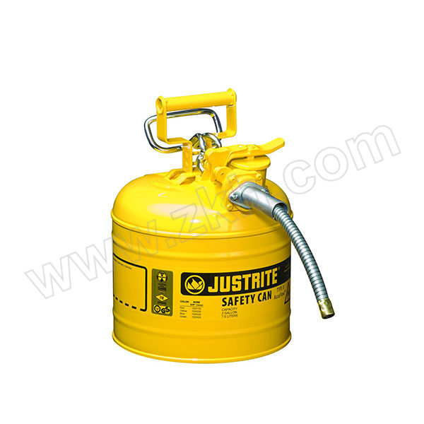 JUSTRITE/杰斯瑞特 Ⅱ类钢制安全罐(带软管) 7220220Z 7.5L 黄色 1个