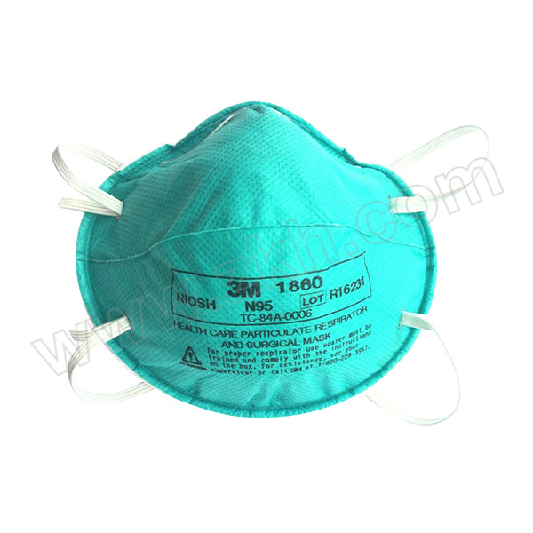 3M 医用罩杯型防护口罩 1860 N95 头戴式 蓝色 1只