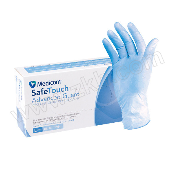 MEDICOM/麦迪康 加强型一次性蓝色丁腈手套 1136B S 4.5g±0.2 无粉指麻 检查手套 1盒