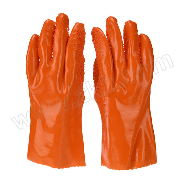 CHUNLEI/春蕾 橙色PVC止滑浸胶手套 868 XL 27cm 1双