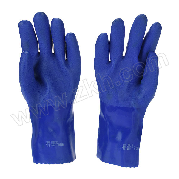 CHUNLEI/春蕾 蓝色PVC耐油手套 906 XL 27cm 1双