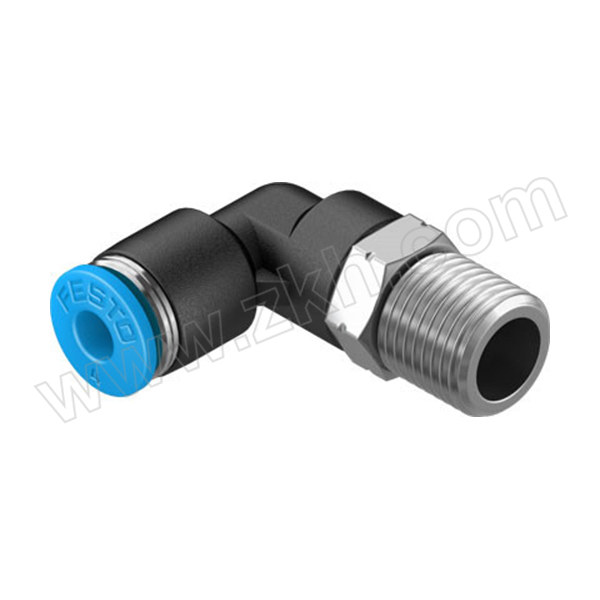 FESTO/费斯托 QSL系列弯通接头 QSL-1/8-4 黄铜镀镍+塑料接头 快插接口4mm-外螺纹R1/8 153045 1个