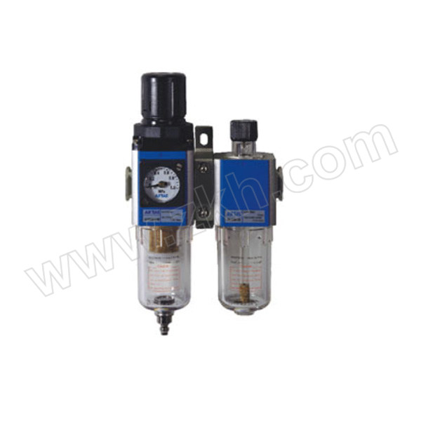 AIRTAC/亚德客 GFC400系列二联件 GFC40010MC3GK 过滤精度40μm 压力范围0.5~9bar 接口G3/8 手动排水式 附压力表 附支架+逆流阀 1套