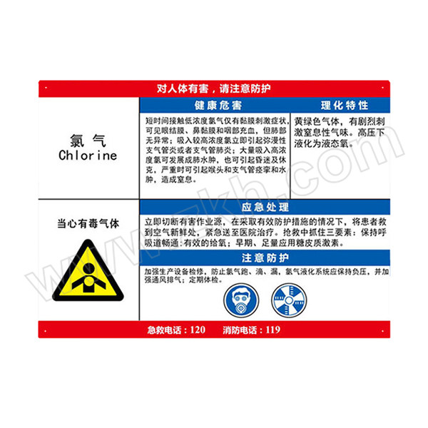 SAFEWARE/安赛瑞 职业病危害告知卡（氯气） 14590 1张