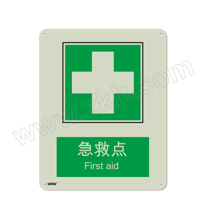 SAFEWARE/安赛瑞 GB消防安全标识(急救点) 20091 250×315mm 自发光塑料板 1张