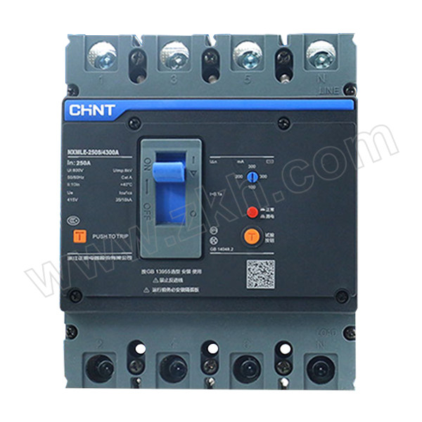 CHINT/正泰 NXMLE系列剩余电流动作断路器 NXMLE-250S/4300A 250A C 分段能力25kA 热磁脱扣器 板前接线 1个
