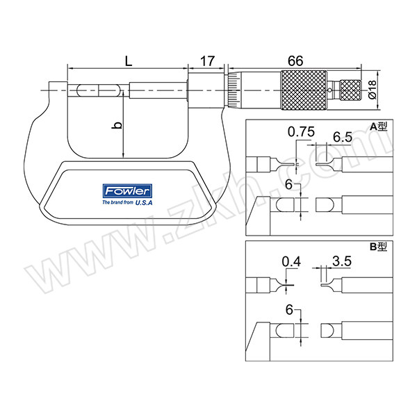 FOWLER 薄片外径千分尺 50323205 125-150mm 0.01mm 不代为第三方检测 1把