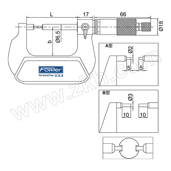 FOWLER 花键外径千分尺 50323235 75-100mm 0.01mm 不代为第三方检测 1把