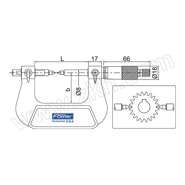 FOWLER 齿轮千分尺 50323315 25-50mm 不代为第三方检测 1把