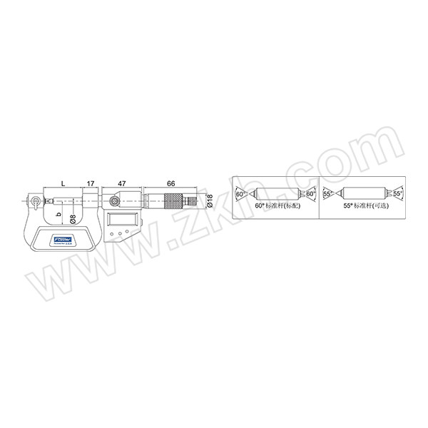 FOWLER 数显螺纹千分尺 50323335 50-75mm 2-3" 不代为第三方检测 1把