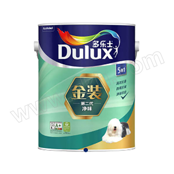 DULUX/多乐士 金装第二代5合1净味内墙乳胶漆 实际品名是墙面漆 哑光白 18L 1桶