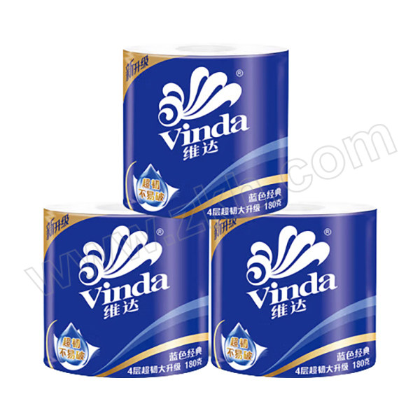 VINDA/维达 蓝色经典卫生纸  V4028 四层 104×138mm 180g×10卷×6提 1件