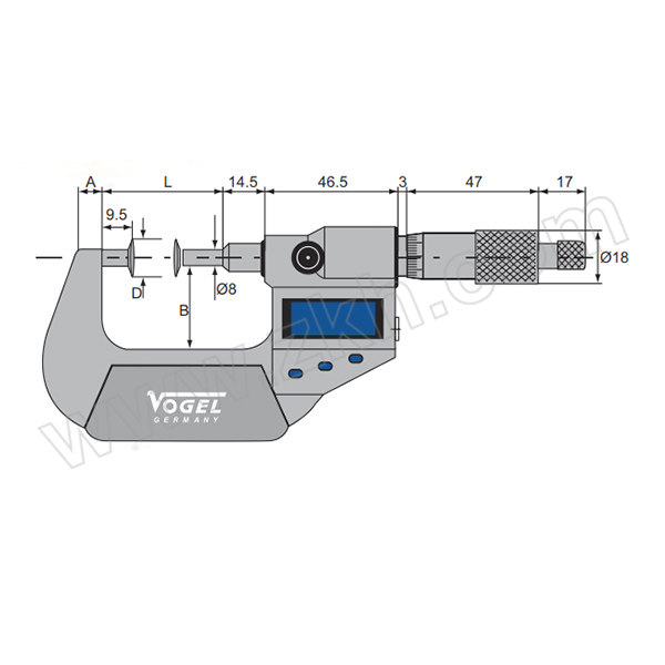 VOGEL/沃戈尔 数显盘型千分尺 23 117222 25-50mm/1-2 不代为第三方检测 1把