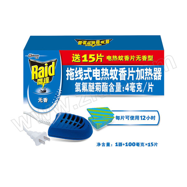 RAID/雷达 拖线式电热蚊香片加热器送蚊片 6901586100198 1器+15片 1组